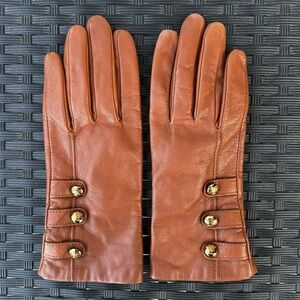 Ralph Lauren 3-Button Leather Gloves - Brown (Size M)